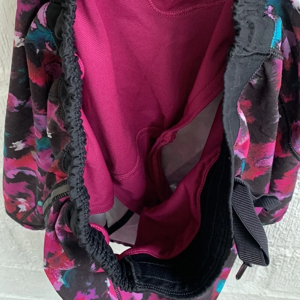 Lululemon Hotty Hot Black Purple Floral Watercolor Shorts